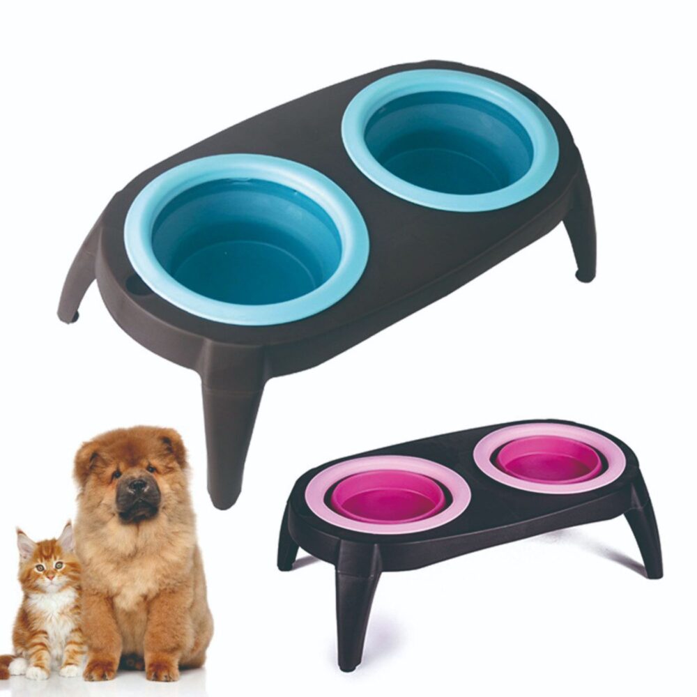 Pet Double Bowl Pet Silicone Bowl Folding Bowl Pet Bowl